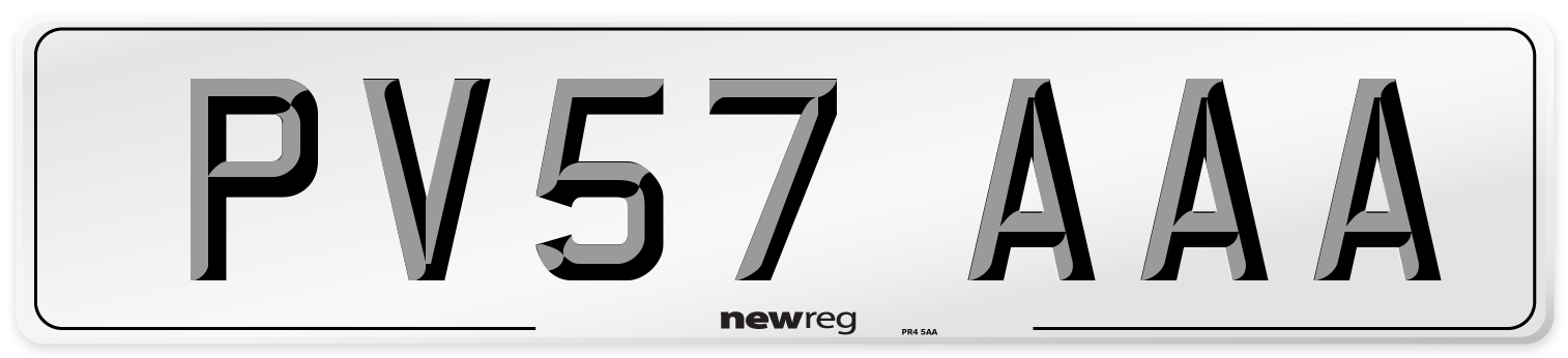 PV57 AAA Number Plate from New Reg